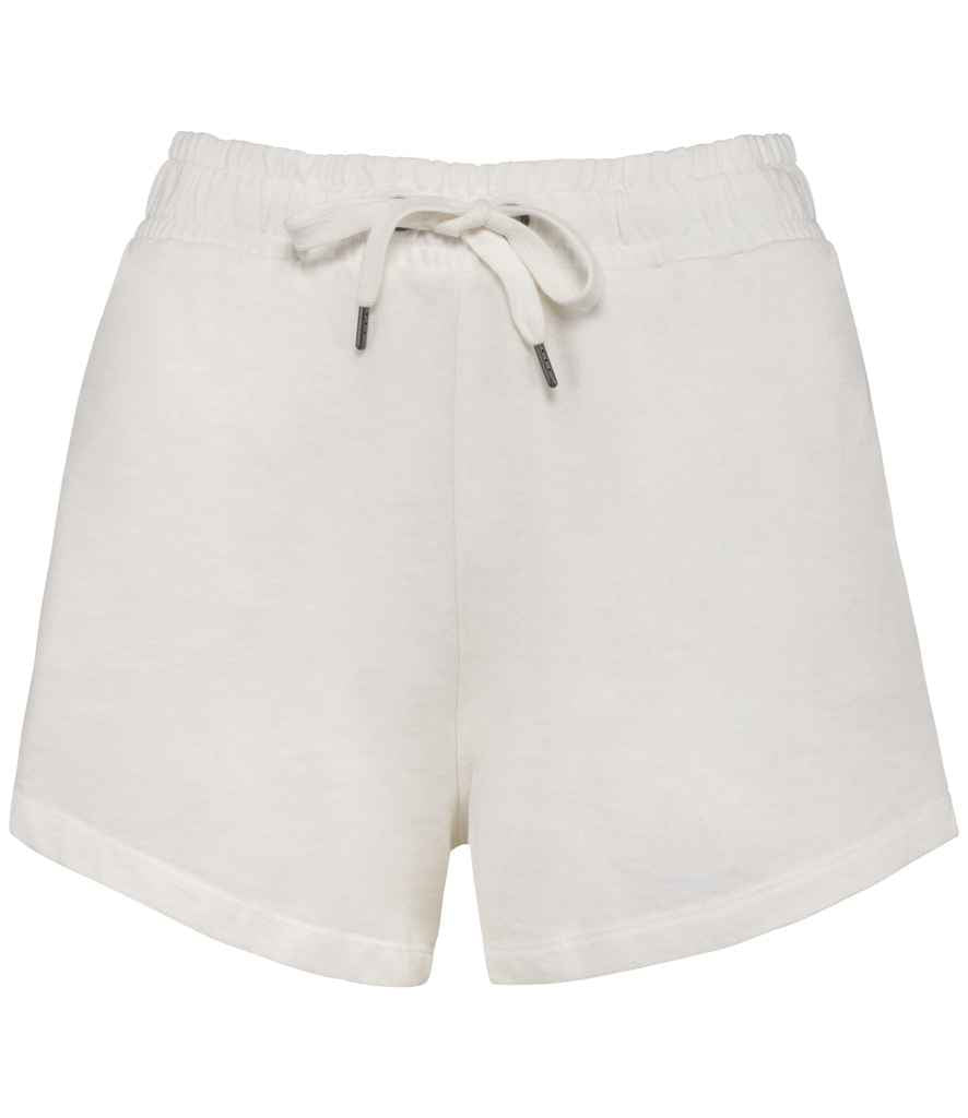 Luxury womens organic cotton French terry shorts in elegant design with elasticated waistband and pockets, showcasing eco-friendly fashion.