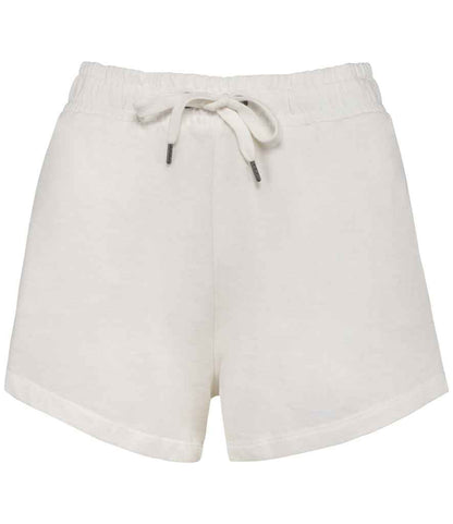 Luxury womens organic cotton French terry shorts in elegant design with elasticated waistband and pockets, showcasing eco-friendly fashion.