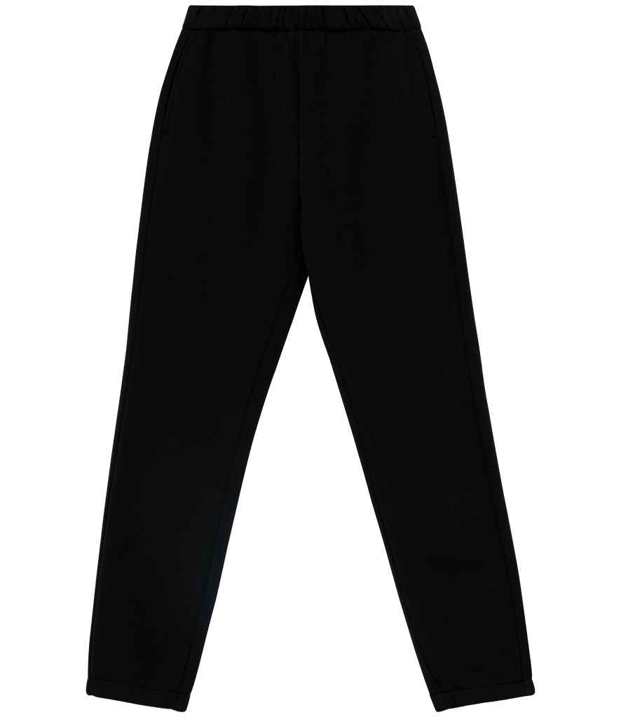Eco-friendly ladies jog pants in organic cotton and recycled polyester, showcasing a relaxed fit for ultimate comfort and style.