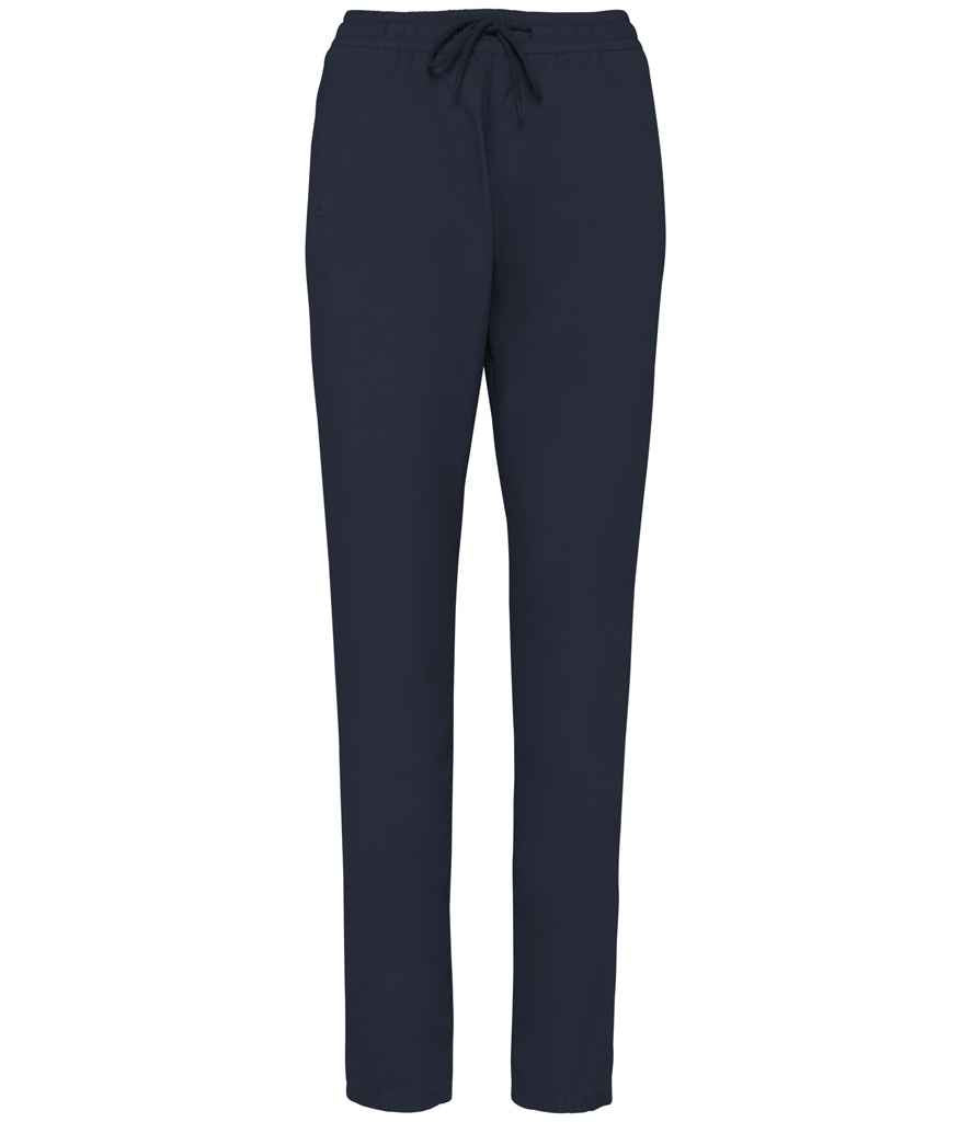 Elegant women’s Tencel trousers showcasing a relaxed cut and drawstring waist, perfect for a casual yet refined look.