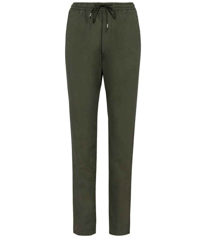 Sophisticated Tencel trousers for women, designed with a peach-skin texture and two piped pockets for functionality.