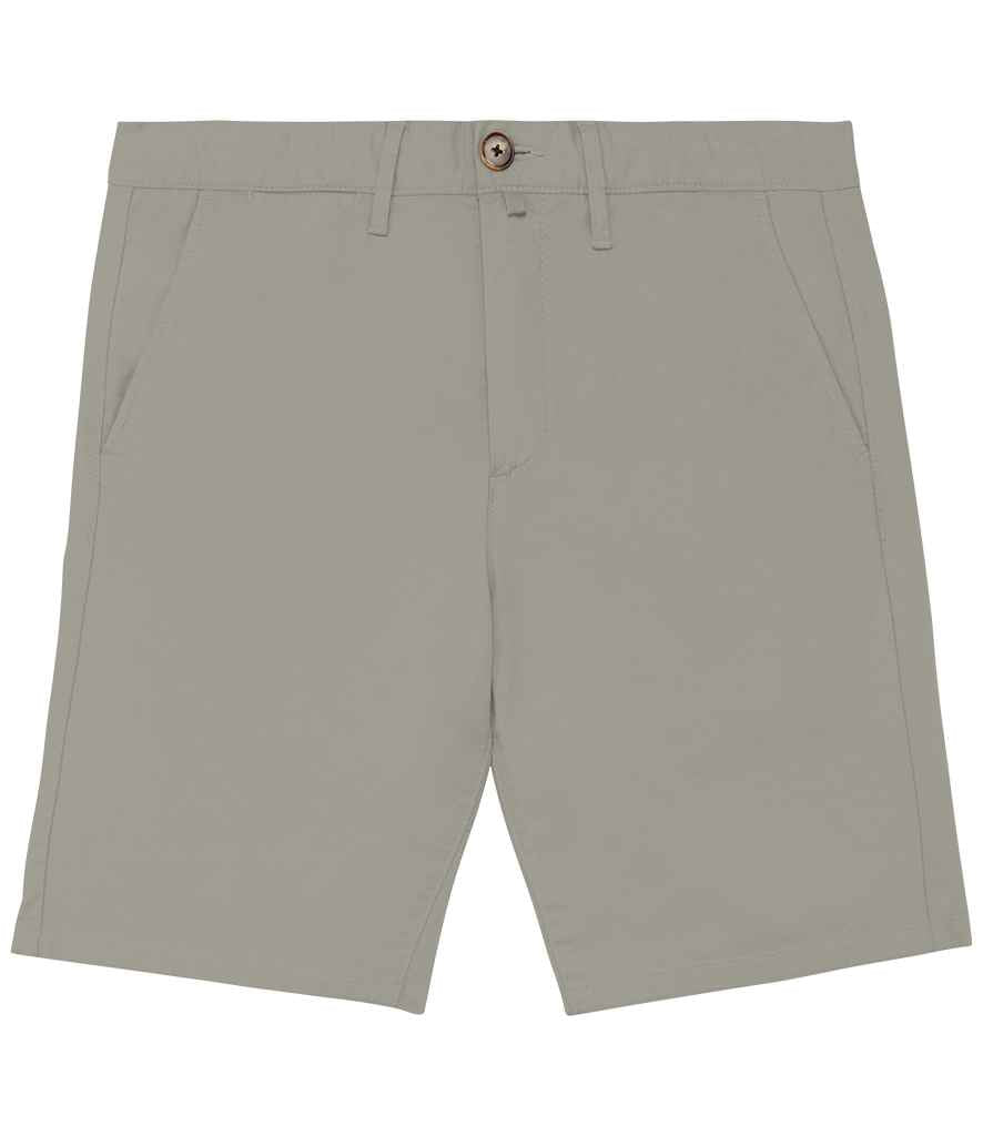 Stylish luxury organic cotton chino shorts for men, with belt loops and zip fly, embodying the perfect blend of comfort and elegance for warm-weather sophistication.