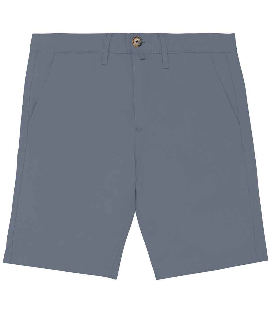 Stylish organic cotton chino shorts for men, featuring a refined straight-fit silhouette, ideal for warm weather, crafted from 98% organic cotton for ultimate comfort.