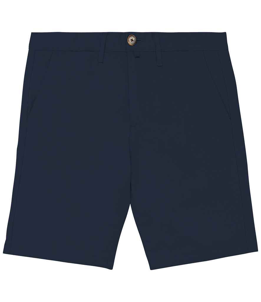 Earth Wardrobe's luxury chino shorts in organic cotton, displaying a subtle sheen and soft texture, designed for a sophisticated yet casual ensemble.