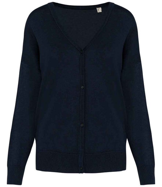 Close-up view of the soft fabric blend of organic cotton and TENCEL in a women's cardigan by Earth Wardrobe.