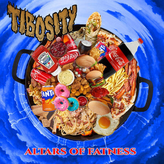 Tibosity's Altars Of Fatness CD cover art, an exquisite goregrind album from Rancid Offal Records, showcasing striking visuals that represent the unique musical experience of 2024.