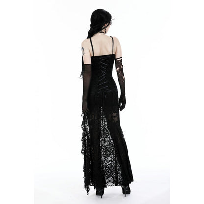 Back view of the Dark In Love Naiara Lace Dress featuring a beautiful lace-up detail that enhances its luxurious look.