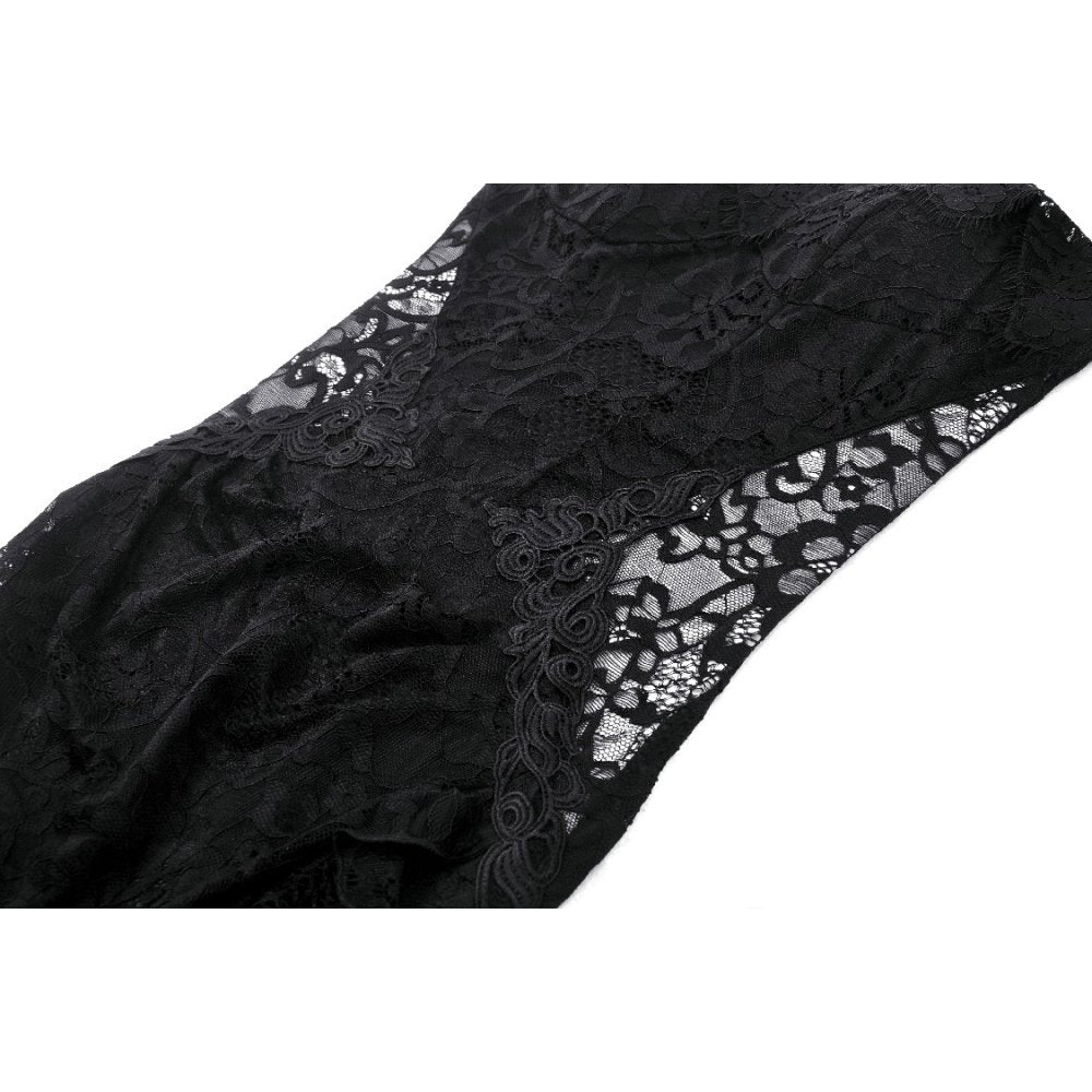 Fashionable back view of the Dark In Love Naiara Lace Dress, featuring a stunning lace-up design that adds allure to this exquisite outfit.