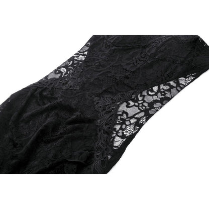 Fashionable back view of the Dark In Love Naiara Lace Dress, featuring a stunning lace-up design that adds allure to this exquisite outfit.