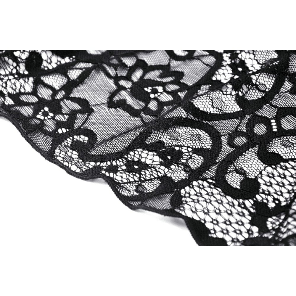 Close-up view of the intricate lace detailing and lace-up back of the Dark In Love Naiara Dress, showcasing luxurious craftsmanship.