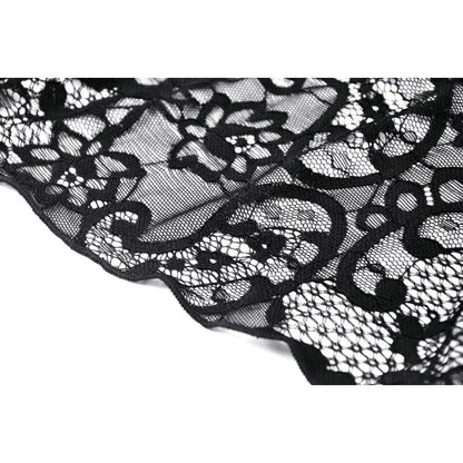 Close-up view of the intricate lace detailing and lace-up back of the Dark In Love Naiara Dress, showcasing luxurious craftsmanship.