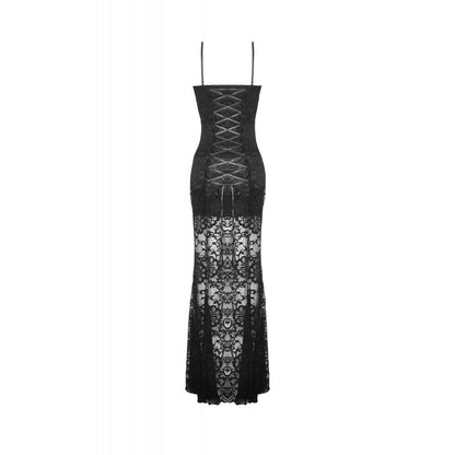 Elegant Dark In Love Naiara Lace Dress showcasing adjustable straps and intricate lace details, ideal for evening wear.