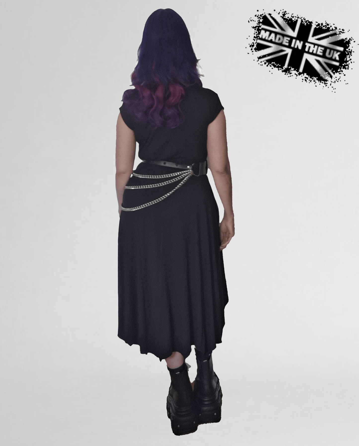 Necessary Evil Evaki Dress with functional pockets, perfect for stylish convenience in gothic fashion, available in UK sizes 8-22.