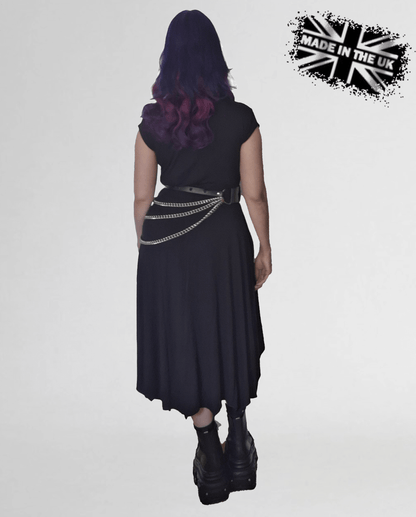 Necessary Evil Evaki Dress with functional pockets, perfect for stylish convenience in gothic fashion, available in UK sizes 8-22.