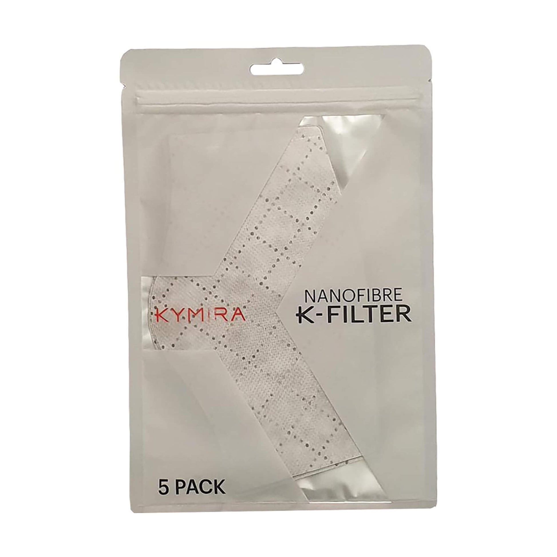 KYMIRA Nanofibre K-Filters showcasing premium filtration technology with 99.6% efficiency, designed for reuse and perfectly customizable to fit all masks.