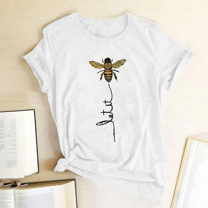 Stylish Bee Kind Women's Graphic Tee by Dazzling Dreams Studio, featuring a unique graphic design promoting kindness, perfect for modern women's summer wardrobe.