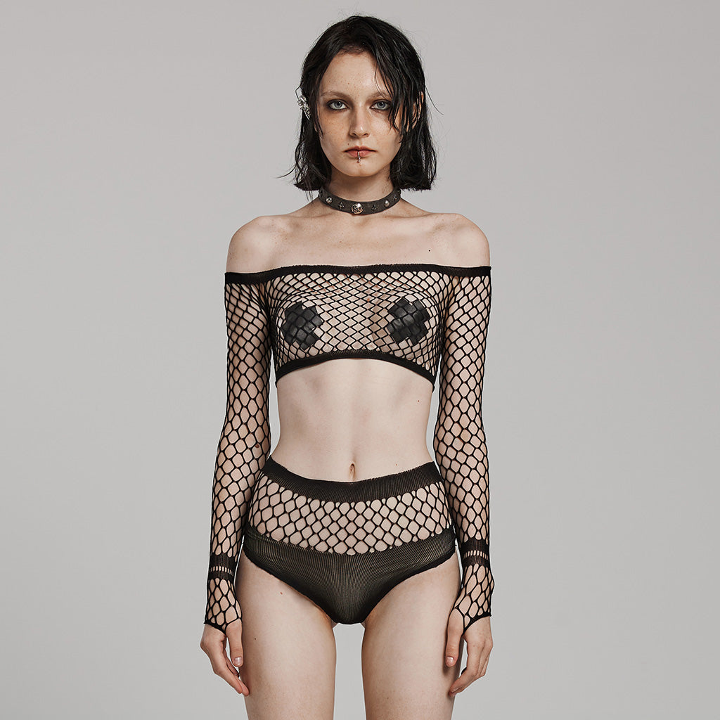 Elegant alongside the Punk Rave Nikita Fishnet Co-ord Set, featuring intricate fishnet detailing for a strikingly fashionable statement.
