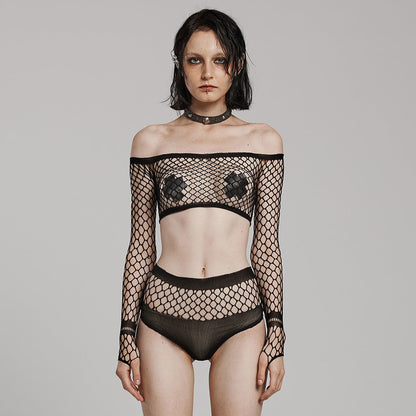 Elegant alongside the Punk Rave Nikita Fishnet Co-ord Set, featuring intricate fishnet detailing for a strikingly fashionable statement.