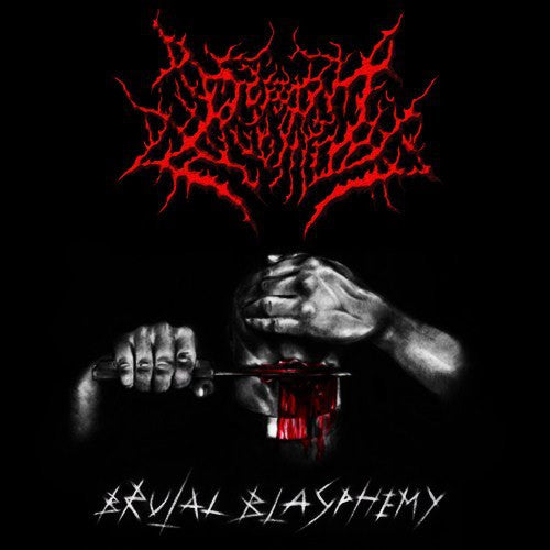 Demon Vomit - Brutal Blasphemy CD cover from Rancid Offal Records, showcasing the artwork of the death metal album released in 2014, featuring tracks like 'Sign The Covenant' and 'Holy Trinity Drowned In Shit'.