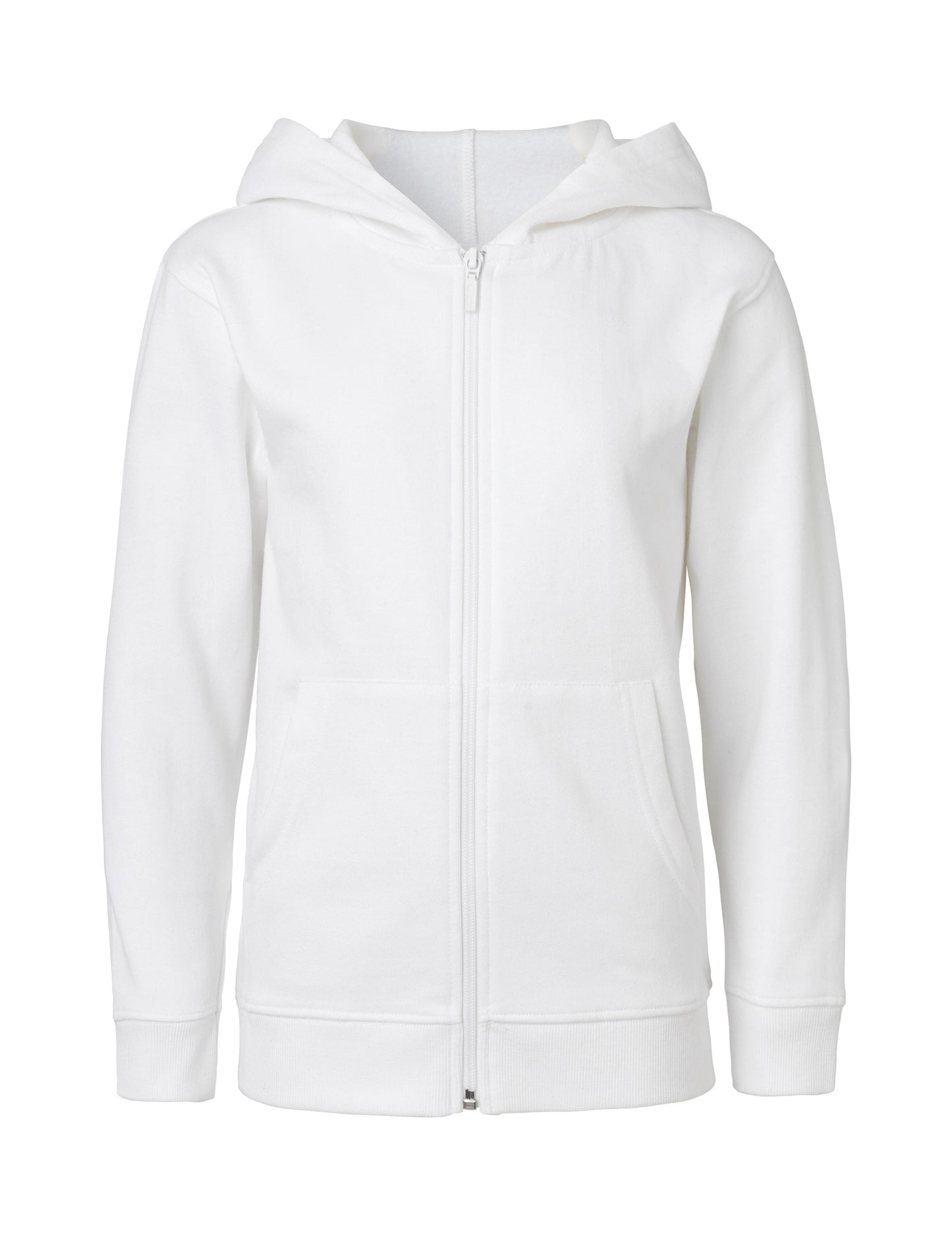 Luxury heavyweight organic cotton kids zipped hoodie with kangaroo pocket for ages 3-10, featuring a stylish design and soft brushed inside.