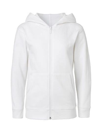 Stylish kids zipped hoodie in 100% organic Fairtrade cotton, featuring a double lined hood and adjustable flat strings for ages 3-10.