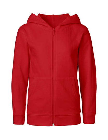 Versatile and fashionable kids zipped hoodie with kangaroo pocket, made from soft brushed organic cotton, designed for ages 3-10.