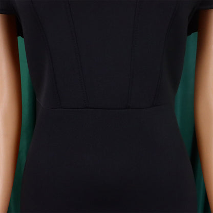 Stylish presentation of a mermaid evening gown in a solid colour, accentuated with decorative elements, epitomising elegance for the modern woman.