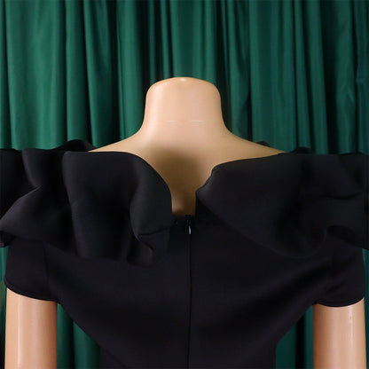 Graceful floor-length gown showcasing exquisite craftsmanship with a zipper closure and elegant neckline, tailored for elegance and sophistication.