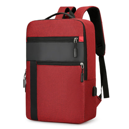 Dazzling Dreams Male Student Backpack in striking red, showcasing a sleek and stylish design with ample storage capacity of 36-55L, made from wear-resistant Oxford cloth.