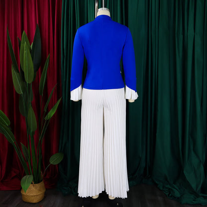 Elegant wide leg pants from CM.YAYA Women's Plus Size office attire, designed in a rich fabric perfect for autumn and winter seasons.