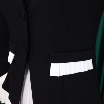 Stylish flat lay of CM.YAYA Women's Blazer and Wide Leg Pants Set, showcasing a contemporary office look with a solid pattern for autumn and winter fashion.