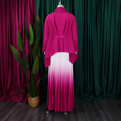 Sophisticated CM.YAYA Women's Autumn/Winter Gradient Outfit, featuring an exquisite combination of spandex and polyester for comfort and style.