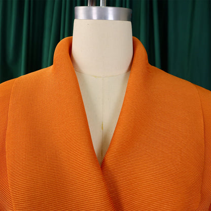 Detail shot of the CM.YAYA Women's Gradient Blouse and Skirt Set showcasing the rich fabric texture and trendy silhouette, perfect for fashionable middle-aged women.