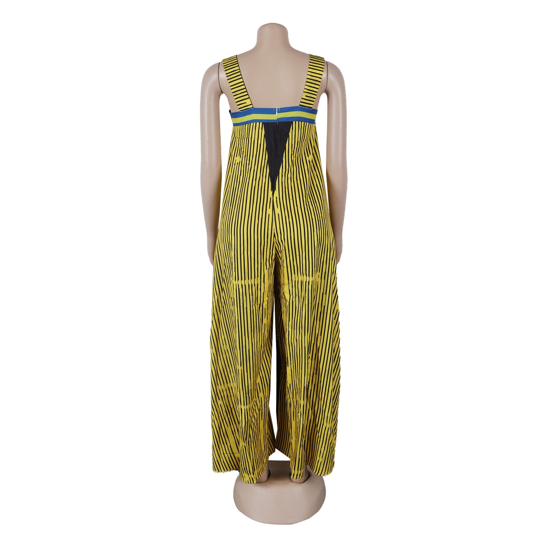 Full view of CM.YAYA Women’s Striped Wide Leg Sleeveless Jumpsuit emphasizing its stylish wide leg design, ideal for casual brunches and evening outings by Hot Trends Area.