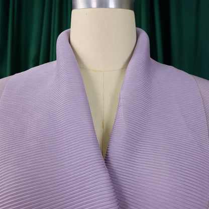 A breathtaking view of the full outfit, featuring the CM.YAYA women's gradient blouse and pleated long skirt set, epitomizing high street luxury for the modern woman.