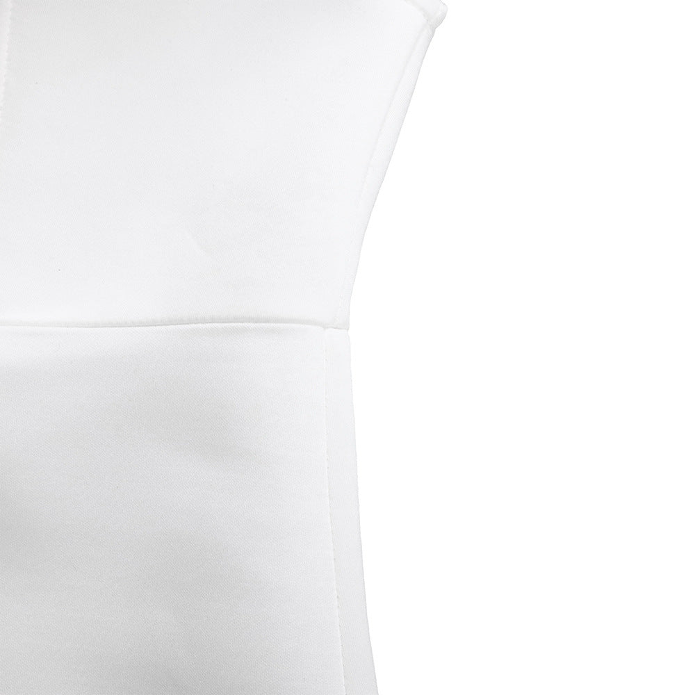 Stylish display of the elegant evening gown's sheer fabric and alluring design, featuring an empire waistline, perfect for all season special occasions.