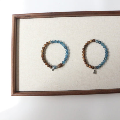 Jekira Aquamarine & Wood Beaded Bracelets