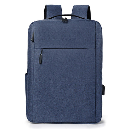 Luxurious navy blue canvas business backpack designed for men and women, featuring a stylish look appropriate for both casual activities and professional settings.