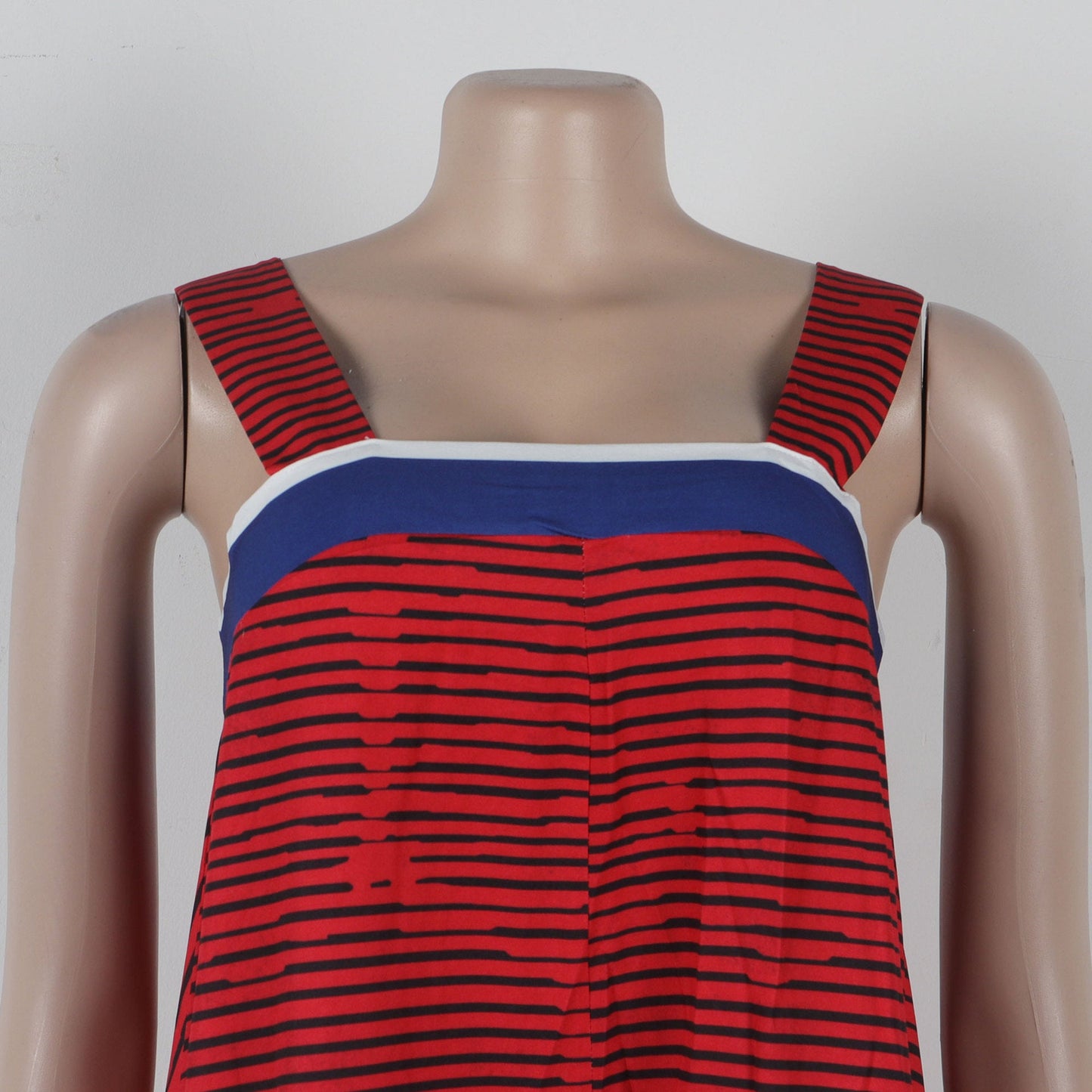 Close-up view of CM.YAYA Women's Striped Wide Leg Sleeveless Jumpsuit showcasing high waist design and practical pockets, ideal for trendy summer outings from Hot Trends Area.