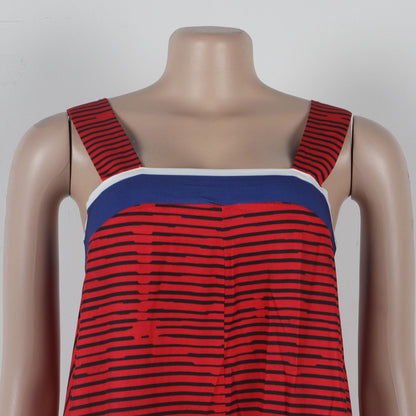 Close-up view of CM.YAYA Women's Striped Wide Leg Sleeveless Jumpsuit showcasing high waist design and practical pockets, ideal for trendy summer outings from Hot Trends Area.