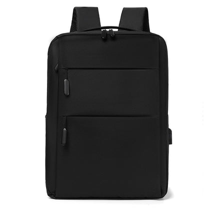 Refined black canvas business backpack with dual compartments, designed for men and women, perfect for casual exercise and modern business needs.