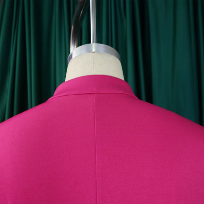 Elegant CM.YAYA Women's Plus Size Office Lady Flare Sleeve Blazer Shirt in a sophisticated setting, showcasing its chic design and quality fabric.