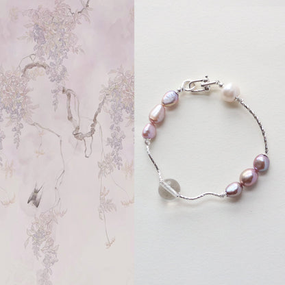 JEKIRA Lavender Pearl & Crystal Bracelet Duo