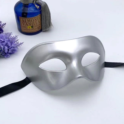Elegant Half Face Halloween Masquerade Party Mask in sleek silver, a luxurious accessory for Halloween celebrations and themed parties.