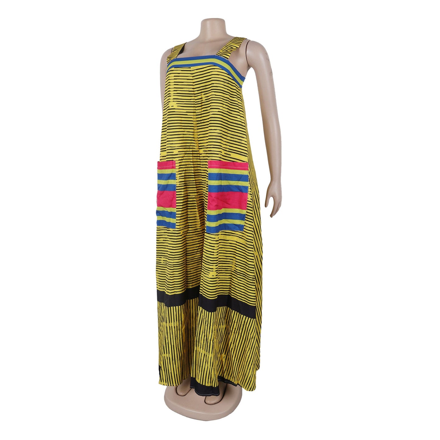 CM.YAYA Women’s Striped Wide Leg Sleeveless Jumpsuit elegantly displayed to showcase its high waist and loose fit design, perfect for summer styling by Hot Trends Area.