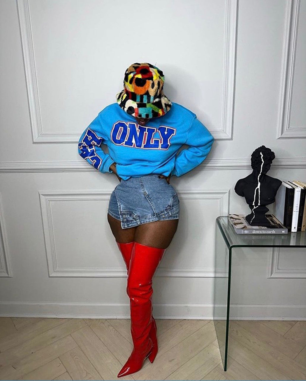 Luxurious CM.YAYA women's high street wide leg flare jeans featuring a chic cutout hollow design, showcasing a flattering mid waist and elegant full length fit.