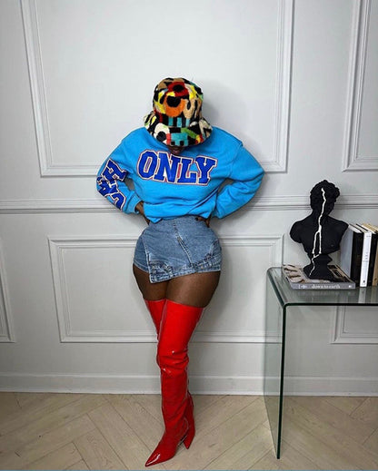 Luxurious CM.YAYA women's high street wide leg flare jeans featuring a chic cutout hollow design, showcasing a flattering mid waist and elegant full length fit.