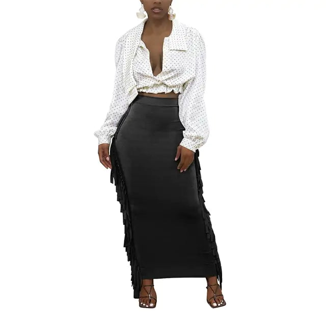 Women's Designer Tassel Long Skirt