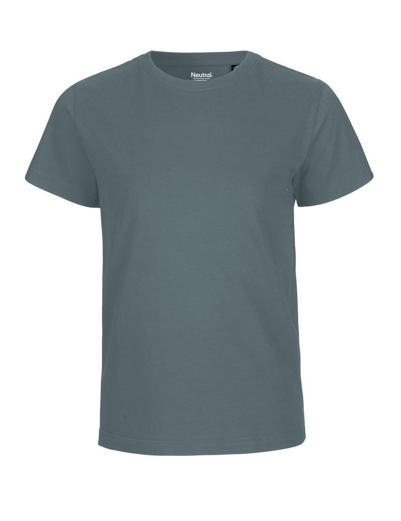 Available in multiple sizes, this luxurious Fairtrade Organic Cotton Kids T-Shirt in elegant shades, designed for eco-conscious parents.