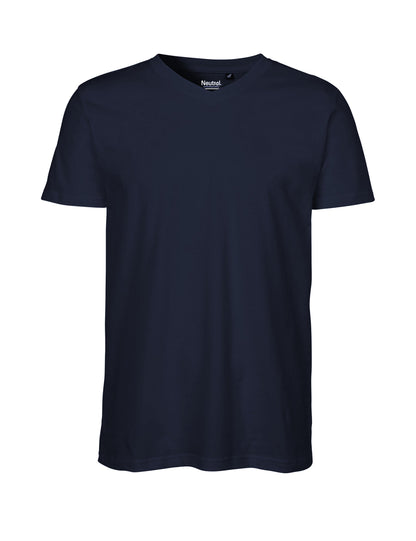 Soft and breathable 155 gsm single jersey fabric of Fairtrade organic cotton men's v-neck t-shirt, ideal for layering or wearing solo.